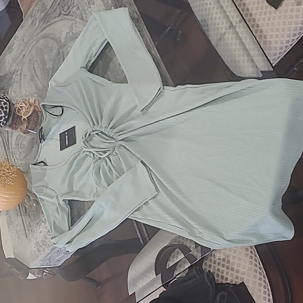 Forever 21 NEW LONG SLEEVE RIBBED DRESS S